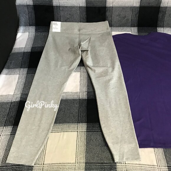 NIKE WOMENS LIGHT GREY LEGGINGS OUTFIT & PURPLE SHORT SLEEVE LOGO TEE IN MEDIUM - Picture 11 of 11